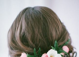 Wedding Hair With Flowers & jewels : Wedding hairstyle idea; Featured Hairstyle: Elstile…