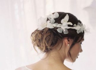 Wedding Hair With Flowers & jewels : Wedding hairstyle idea; Featured Photographer: Caroline Tran Photography…