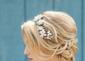 Wedding Hair With Flowers & jewels : 48 Messy Bridal Hair Ideas For Effortlessly Chic Brides | HappyWedd.com…