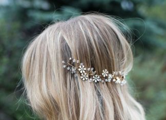 Wedding Hair With Flowers & jewels : Boho Gold Hair Flower Crown Halo Hair Wrap Gold by LottieDaDesigns…