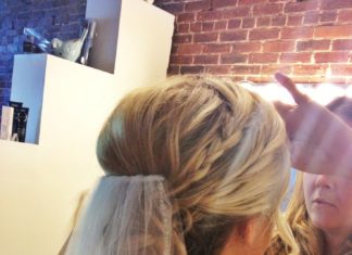 Wedding Hair With Flowers & jewels : bridal updo with veil, then replace it with a headpiece…