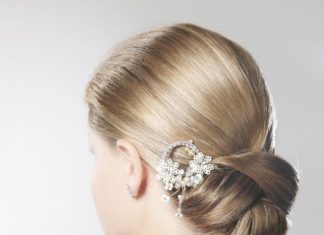 Wedding Hair With Flowers & jewels : Classic updo…