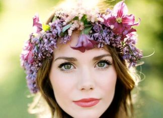 Wedding Hair With Flowers & jewels : Clematis, Lilac + Astilbe Fresh Floral Bridal Crown…