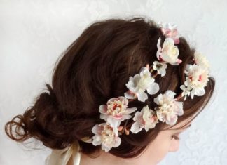 Wedding Hair With Flowers & jewels : cream wedding hair accessories, ivory flower hair wreath, bridal headpiece- SHE…