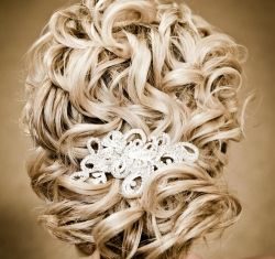 Wedding Hair With Flowers & jewels : curly updo…