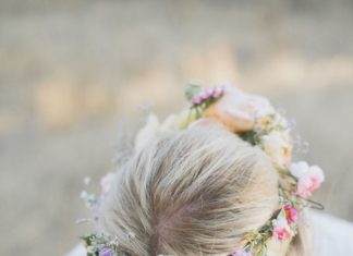 Wedding Hair With Flowers & jewels : delicate floral crown // photo by The Weaver House // ruffledblog.com/……