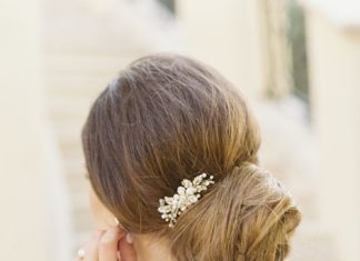 Wedding Hair With Flowers & jewels : Elegant low bun wedding hairstyle: Photography: Mint Photography – www.stylemepr…