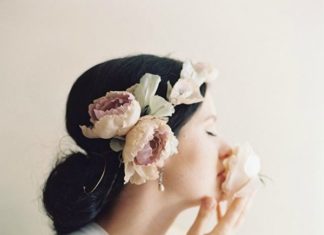 Wedding Hair With Flowers & jewels : Erica Elizabeth Designs Roses 2015 Collection | Caroline Tran Photography…