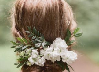 Wedding Hair With Flowers & jewels : Flowers in Chic Bridal Up Do | Wedding Hair |…