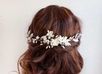 Wedding Hair With Flowers & jewels : For a bride who wants a slightly more naturalistic/rustic hair vine! This is a …