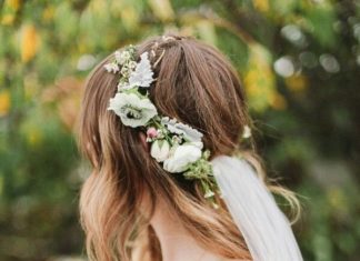 Wedding Hair With Flowers & jewels : Fresh Floral Halo + Veil…