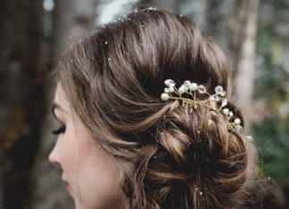 Wedding Hair With Flowers & jewels : gold hair comb…