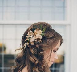 Wedding Hair With Flowers & jewels : Hairstyle- this is pretty! I like how the hair is in different pieces/directions…