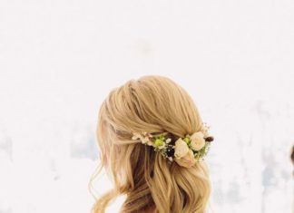 Wedding Hair With Flowers & jewels : half-up-half-down-wedding-hairstyle-fresh-flowers…