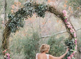 Wedding Hair With Flowers & jewels : Imagine a circular #floral swing as part of your wedding day design? This #decor…