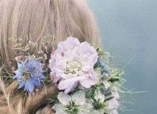 Wedding Hair With Flowers & jewels : Love-in-a-mist Blue and Purple Bridal Floral Crown | From the Runway to the Aisl…