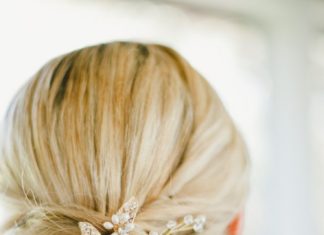 Wedding Hair With Flowers & jewels : Low bun, diamond embellished hairstyle: Floral Design: Off The Beaten Path Weddi…