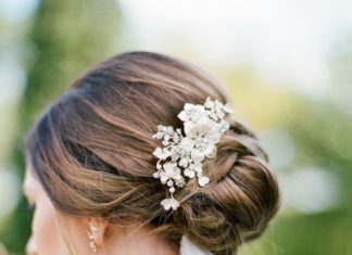Wedding Hair With Flowers & jewels : Low bun wedding hairstyle: Photography : Emily Katharine Photography Read More o…