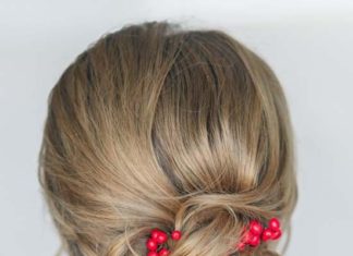 Wedding Hair With Flowers & jewels : low wedding updo hairstyle via elena radoman / www.himisspuff.co……