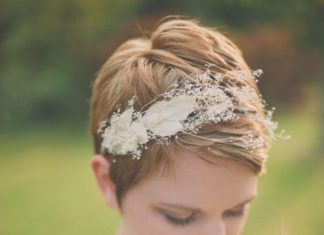 Wedding Hair With Flowers & jewels : Michaella Photography Bride. Pixie. Hair piece….