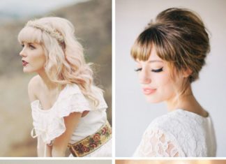 Wedding Hair With Flowers & jewels : Must read tips for wedding hairstyles with full fringe (bangs)!