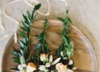 Wedding Hair With Flowers & jewels : Olive branch and spray roses: www.stylemepretty……