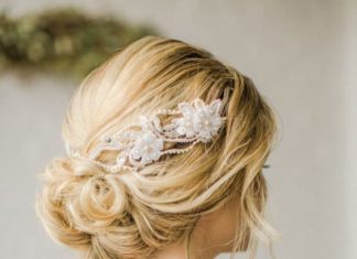 Wedding Hair With Flowers & jewels : prettiest wedding updo hairstyle with hair accessory…