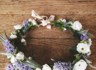 Wedding Hair With Flowers & jewels : Pretty Flower Crown White and Purple-The Rebekah Crown…