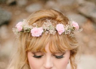 Wedding Hair With Flowers & jewels : Pretty in pink | Fairytale wedding inspiration | Kristen Booth Photography brida…