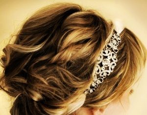 Wedding Hair With Flowers & jewels : Princess Bridal Hairstyle – Glitter Crystal Hair Band. Flowers instead. Like th…