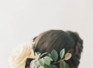 Wedding Hair With Flowers & jewels : Roses roses roses in your hair for an English garden wedding. Photographer Jen H…