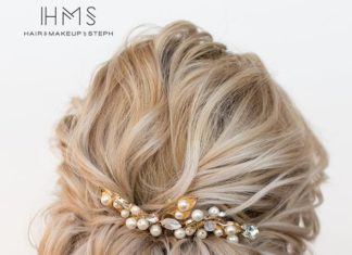 Wedding Hair With Flowers & jewels : Short hair updo. Timelapse coming soon! #hairandmakeupbysteph…