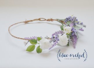 Wedding Hair With Flowers & jewels : Silk Flower Crown – Lilac, Lavender, and Cream Cherry Blossoms, Flower Crown, Fl…
