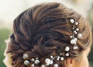 Wedding Hair With Flowers & jewels : updo with pearls…