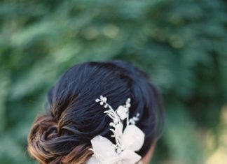 Wedding Hair With Flowers & jewels : White flower intertwined hairstyle: www.stylemepretty… Photography: Jen Huang …