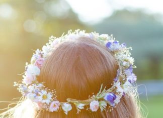Wedding Hair With Flowers & jewels : Wildflower crown | Photo by Jaye Kogut…