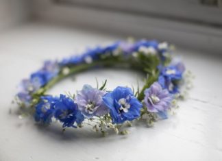 Wedding Hair With Flowers & jewels : Delicate Blue & Purple Flower Crown Eleanor & Drew Wedding from Love Me …