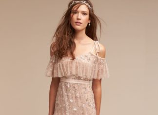 Beautiful Brand Wedding Dresses : Blush off-the-shoulder bohemian chic layered wedding gown: www.stylemepretty… …