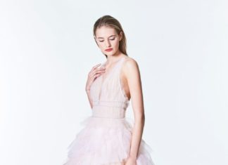 Beautiful Brand Wedding Dresses : Blush ruffled Monique Lhuillier wedding dress: Photography: Courtesy Carolina He…
