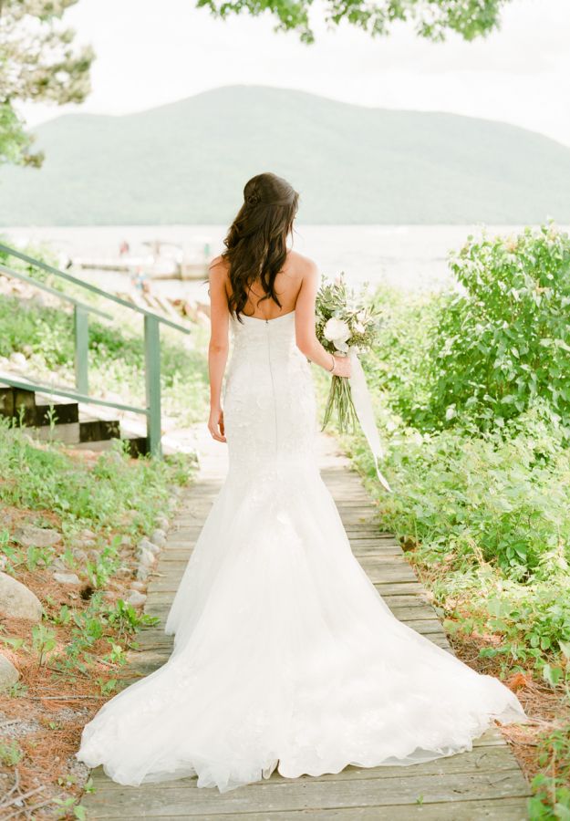 Elegant strapless Mark Zunino wedding dress: www.stylemepretty... Photography: L...