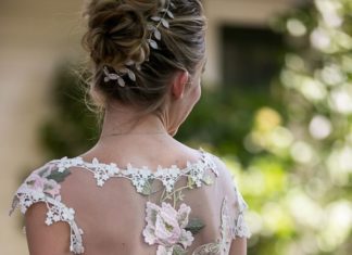 Beautiful Brand Wedding Dresses : Flower embroidered illusion back wedding dress: www.stylemepretty… Photography…