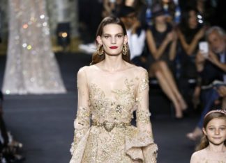 Beautiful Brand Wedding Dresses : Gold illusion neckline Elie Saab wedding gown: www.stylemepretty……