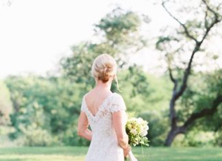 Beautiful Brand Wedding Dresses : Lace cap sleeve BHLDN wedding dress: www.stylemepretty… Photography: Michelle …