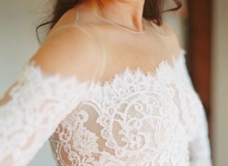 Beautiful Brand Wedding Dresses : Lace off-the-shoulder Lihi Hod wedding dress: Photography : This Modern Romance …