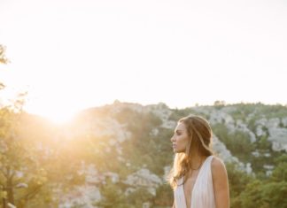 Beautiful Brand Wedding Dresses : Pale blush plunging neckline wedding dress: www.stylemepretty… Photography: La…