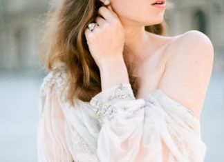 Beautiful Brand Wedding Dresses : Vintage embroidered puff sleeve grey Marchesa wedding dress: www.stylemepretty…..