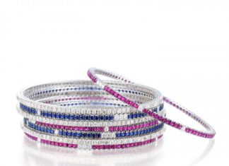 Best Diamond Bracelets : A Set of Eight Diamond, Ruby and Sapphire Bangles…