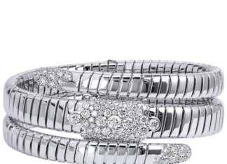 Best Diamond Bracelets : Crivelli Coil Design Diamond white gold Bangle Bracelet | From a unique collecti…