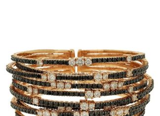Best Diamond Bracelets : Crivelli Pink Gold Cuff w/ Black and White Diamond…