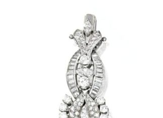 Best Diamond Bracelets : PLATINUM AND DIAMOND BRACELET, CIRCA 1950. Centered by a round diamond weighing…